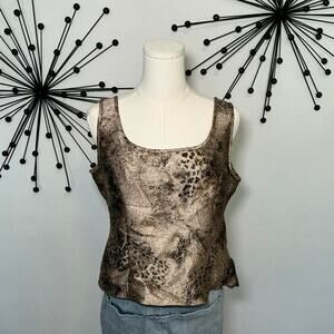Alex Evenings metallic bronze animal print tank top petite Y2K going out